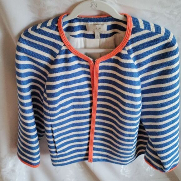 J. Crew Blue and White Striped Blazer - Picture 1 of 3
